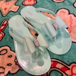 Express Mint Green Bow Flip Flops